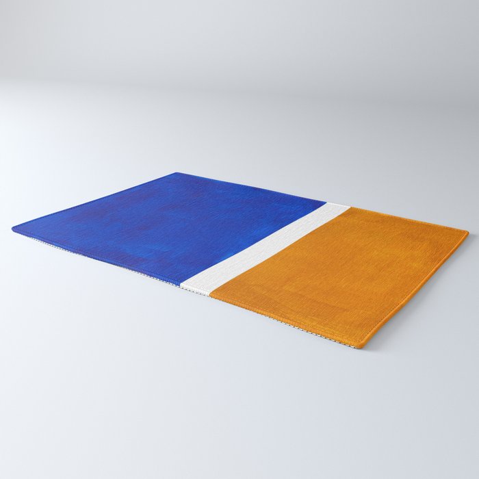 Phthalo Blue Yellow Ochre Mid Century Modern Abstract Minimalist Rothko Color Field Squares Rug Gallery Image 3