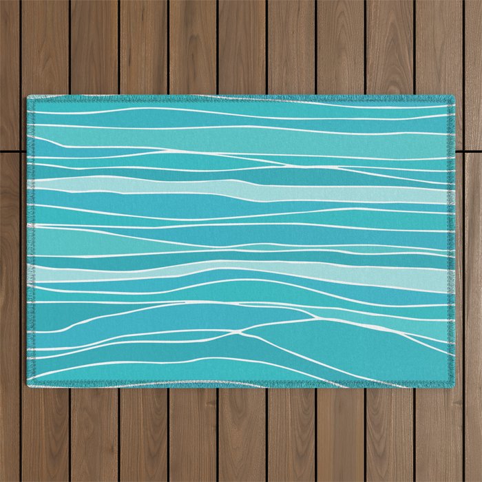 Caribbean Blue Ocean Waves Outdoor Rug Gallery Image 1