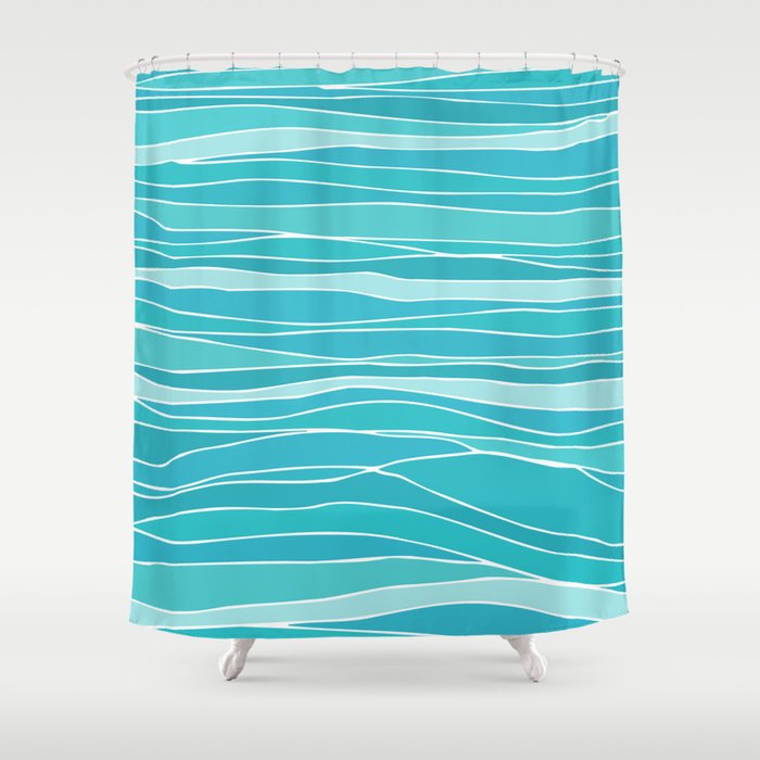 Caribbean Blue Ocean Waves Shower Curtain Gallery Image 1
