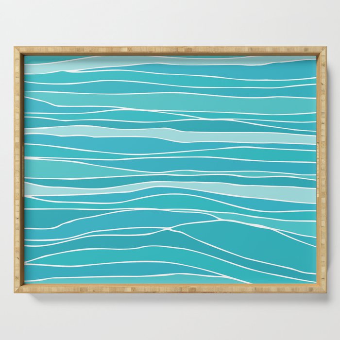 Caribbean Blue Ocean Waves Serving Tray Gallery Image 1
