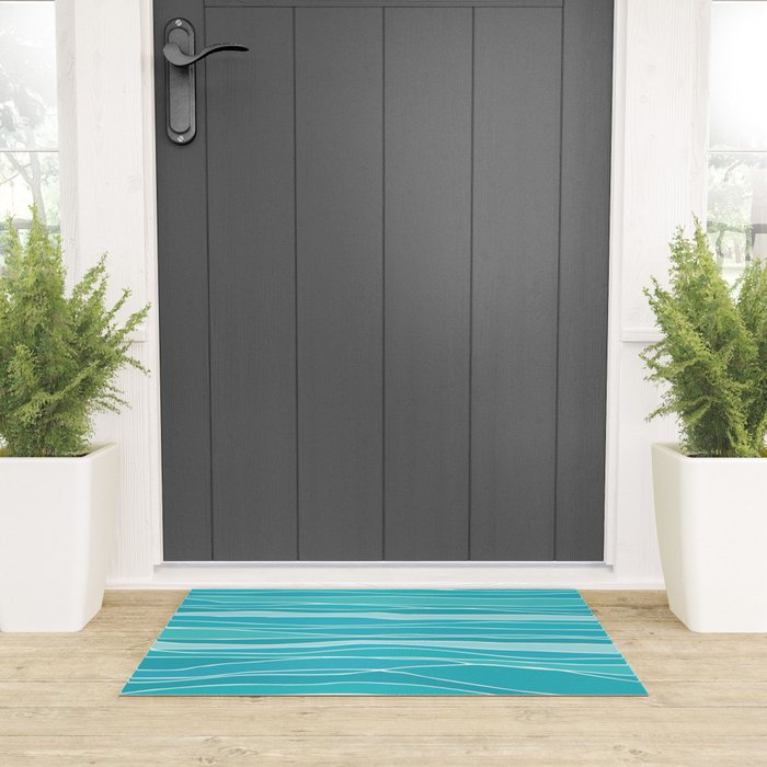 Caribbean Blue Ocean Waves Welcome Mat Gallery Image 3