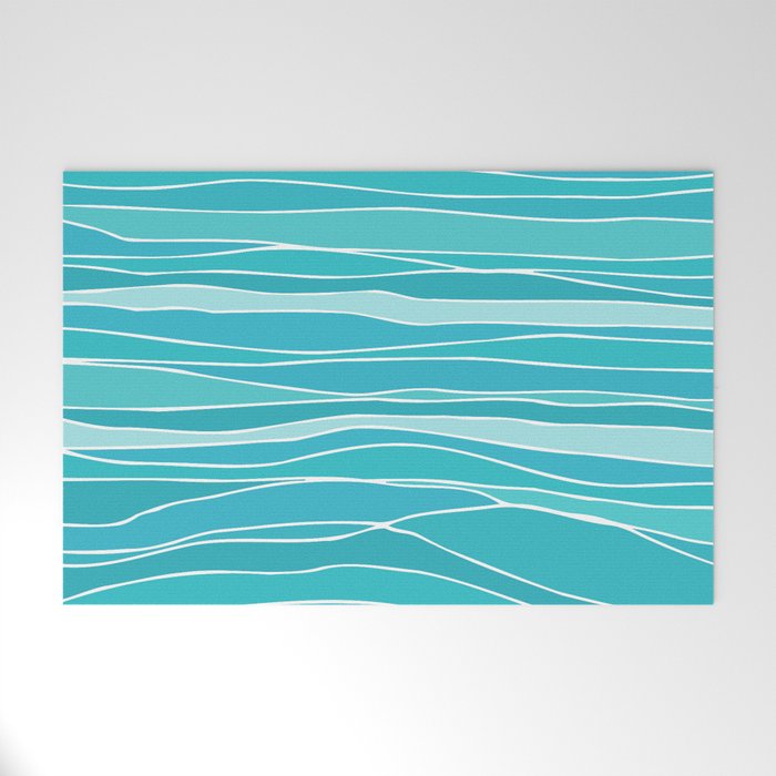 Caribbean Blue Ocean Waves Welcome Mat Gallery Image 1