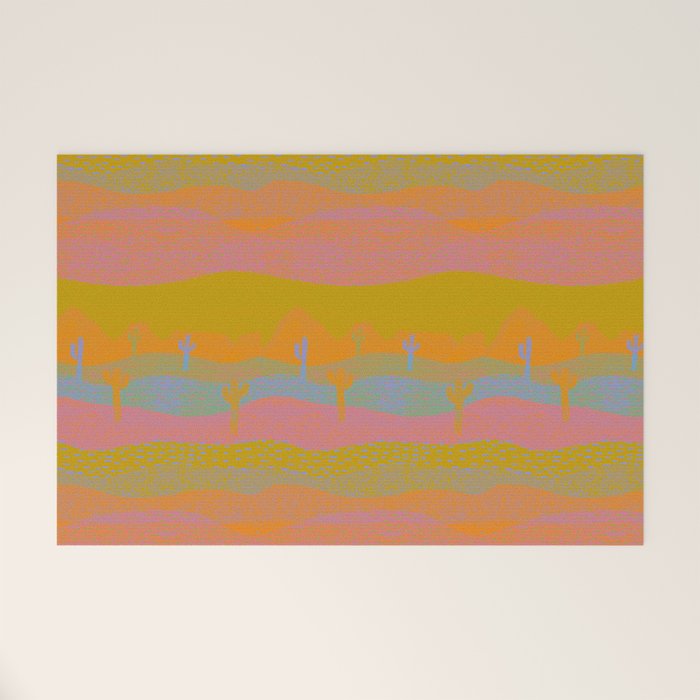 Vintage Western Desert Landscape in Dusty Neon Welcome Mat Gallery Image 1