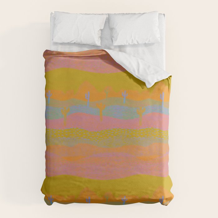 Vintage Western Desert Landscape in Dusty Neon Duvet Cover Gallery Image 6