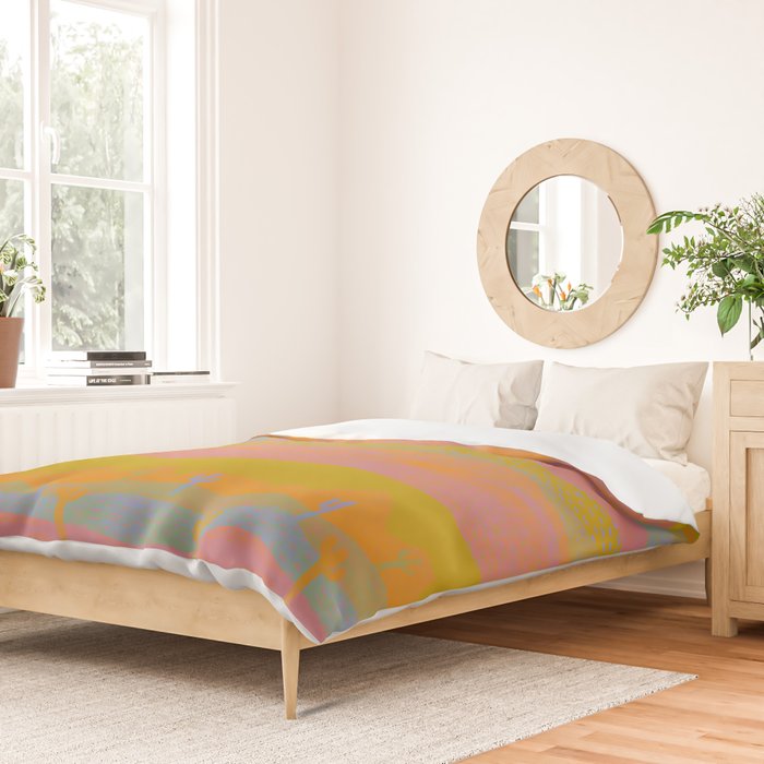 Vintage Western Desert Landscape in Dusty Neon Duvet Cover Gallery Image 2