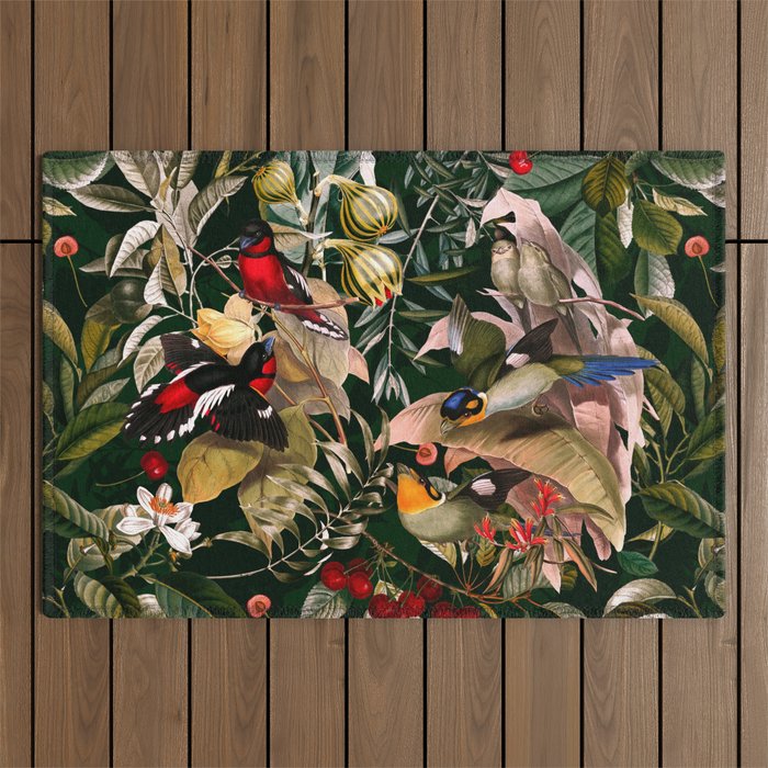 Floral and Birds XXV Outdoor Rug Gallery Image 1