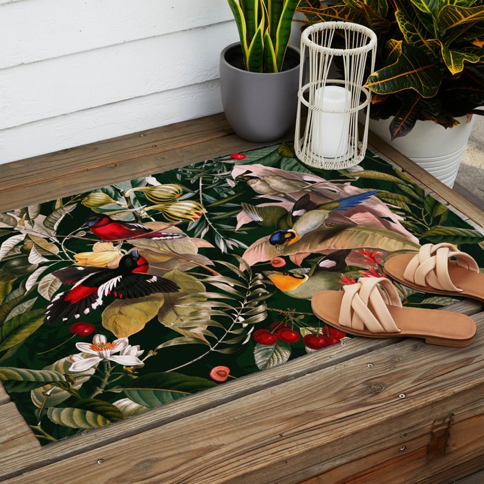 Floral and Birds XXV Outdoor Rug Gallery Image 2