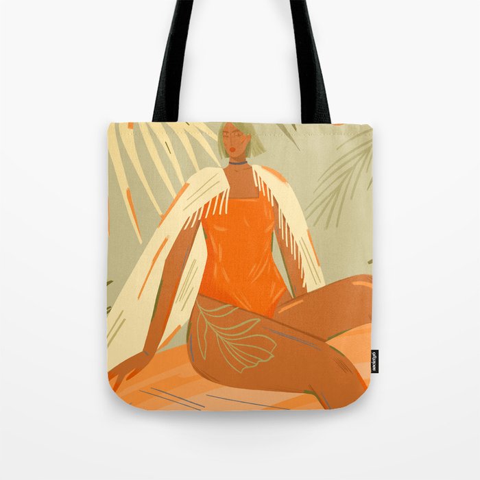 girl in a blanket on the beach Tote Bag Gallery Image 1