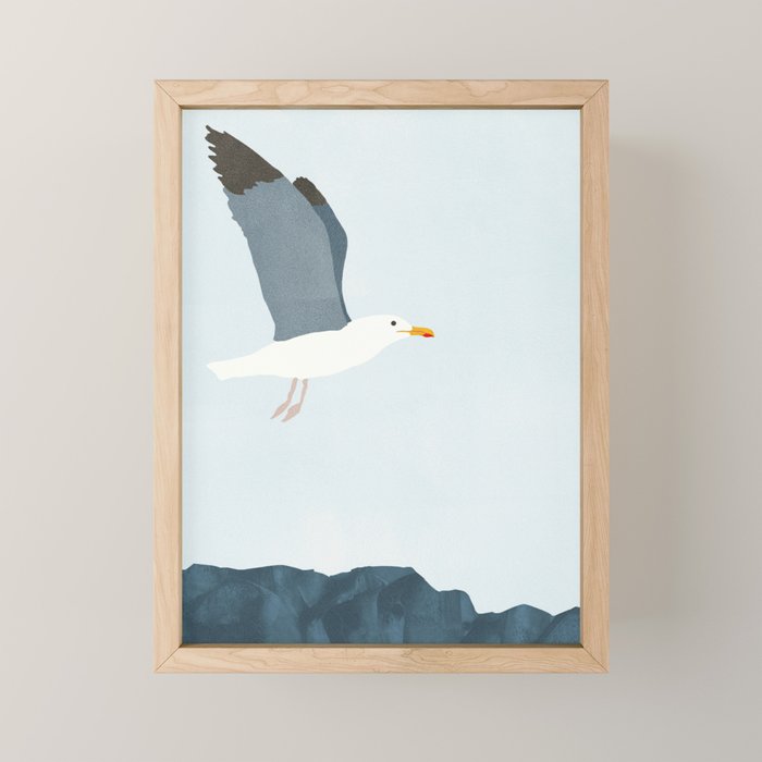 Seagull in Flight Illustration Mini Art Print Gallery Image 1