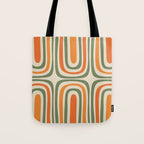 Retro Abstract Boho Confaab Pattern in Mossy Olive Green Orange Beige Tote Bag Gallery Image 1