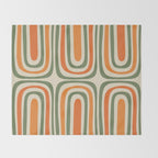 Retro Abstract Boho Confaab Pattern in Mossy Olive Green Orange Beige Throw Blanket Gallery Image 2