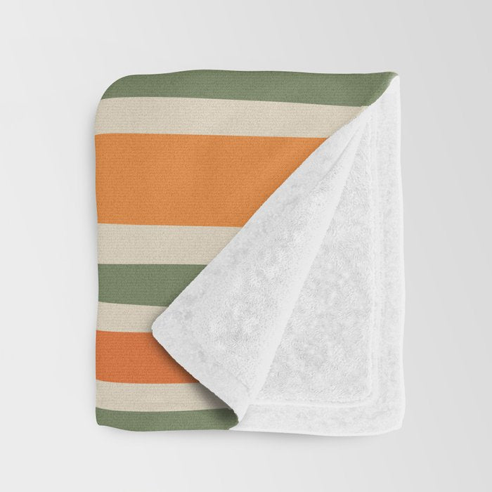 Retro Abstract Boho Confaab Pattern in Mossy Olive Green Orange Beige Throw Blanket Gallery Image 3
