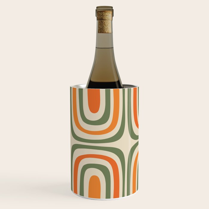 Retro Abstract Boho Confaab Pattern in Mossy Olive Green Orange Beige Wine Chiller Gallery Image 2