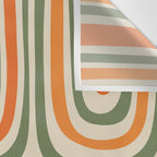 Retro Abstract Boho Confaab Pattern in Mossy Olive Green Orange Beige Wall Tapestry Gallery Image 3