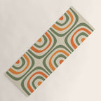 Retro Abstract Boho Confaab Pattern in Mossy Olive Green Orange Beige Yoga Mat Gallery Image 1