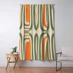 Retro Abstract Boho Confaab Pattern in Mossy Olive Green Orange Beige Window Curtain Gallery Image 5