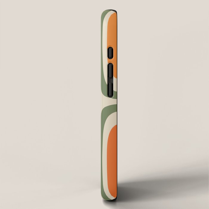 Retro Abstract Boho Confaab Pattern in Mossy Olive Green Orange Beige iPhone Case Gallery Image 2