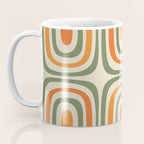 Retro Abstract Boho Confaab Pattern in Mossy Olive Green Orange Beige Coffee Mug Gallery Image 3