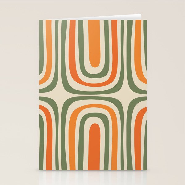 Retro Abstract Boho Confaab Pattern in Mossy Olive Green Orange Beige Stationery Card Gallery Image 2
