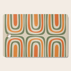 Retro Abstract Boho Confaab Pattern in Mossy Olive Green Orange Beige Cutting Board Gallery Image 1