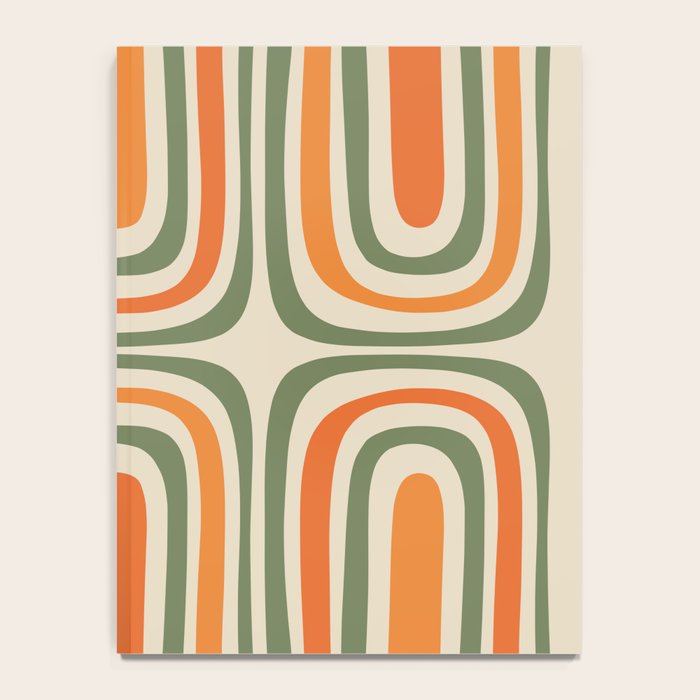 Retro Abstract Boho Confaab Pattern in Mossy Olive Green Orange Beige Notebook Gallery Image 4