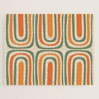 Retro Abstract Boho Confaab Pattern in Mossy Olive Green Orange Beige Jigsaw Puzzle Gallery Image 1