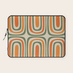 Retro Abstract Boho Confaab Pattern in Mossy Olive Green Orange Beige Laptop Sleeve Gallery Image 1