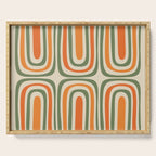 Retro Abstract Boho Confaab Pattern in Mossy Olive Green Orange Beige Serving Tray Gallery Image 1