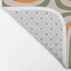 Retro Abstract Boho Confaab Pattern in Mossy Olive Green Orange Beige Bath Mat Gallery Image 2