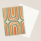 Retro Abstract Boho Confaab Pattern in Mossy Olive Green Orange Beige Stationery Card Gallery Image 2