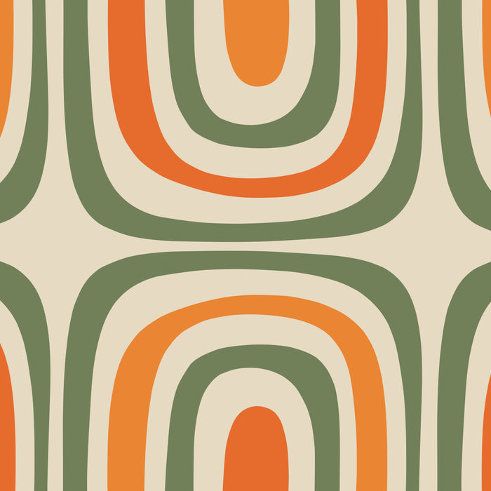 Retro Abstract Boho Confaab Pattern in Mossy Olive Green Orange Beige Coffee Mug Gallery Image 2