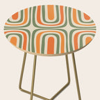 Retro Abstract Boho Confaab Pattern in Mossy Olive Green Orange Beige Side Table Gallery Image 2