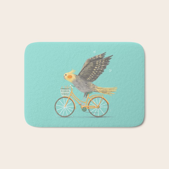 Cockatiel on a Bicycle Bath Mat Gallery Image 1