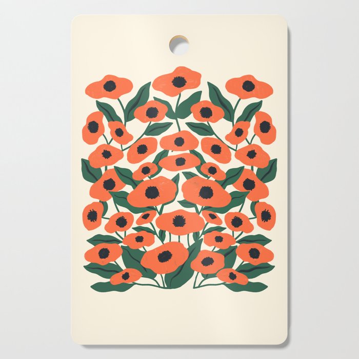 Red Poppy Garden 2 Cutting Board Gallery Image 1