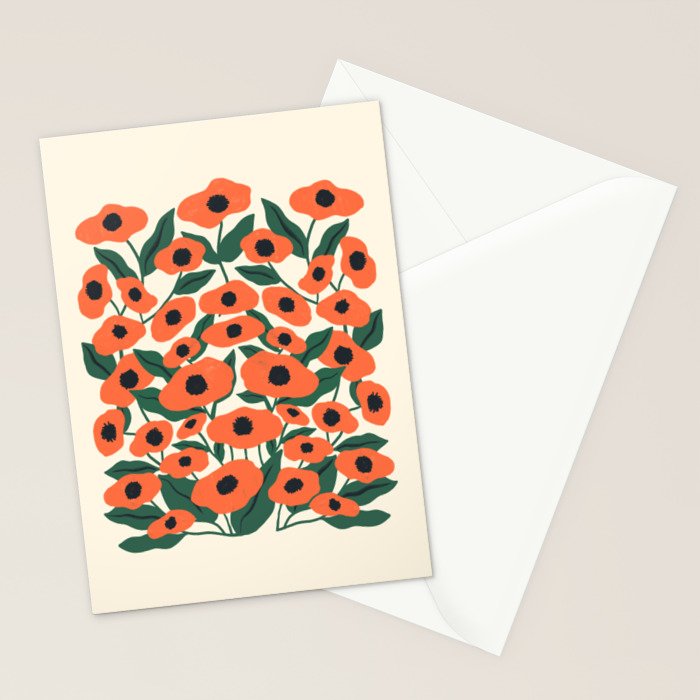 Red Poppy Garden 2 Stationery Card Gallery Image 2