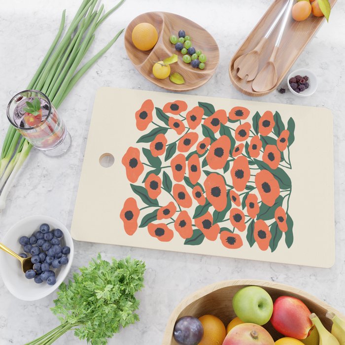Red Poppy Garden 2 Cutting Board Gallery Image 2