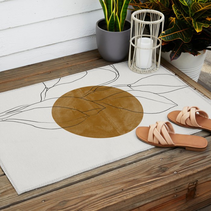 Line Art Home Plant Outdoor Rug Gallery Image 2