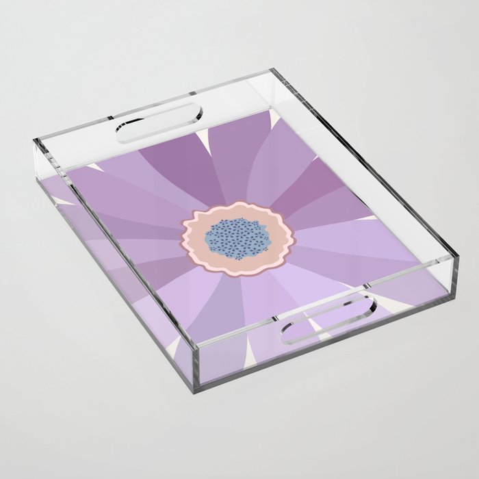Purple Floral Daisy Acrylic Tray Gallery Image 1