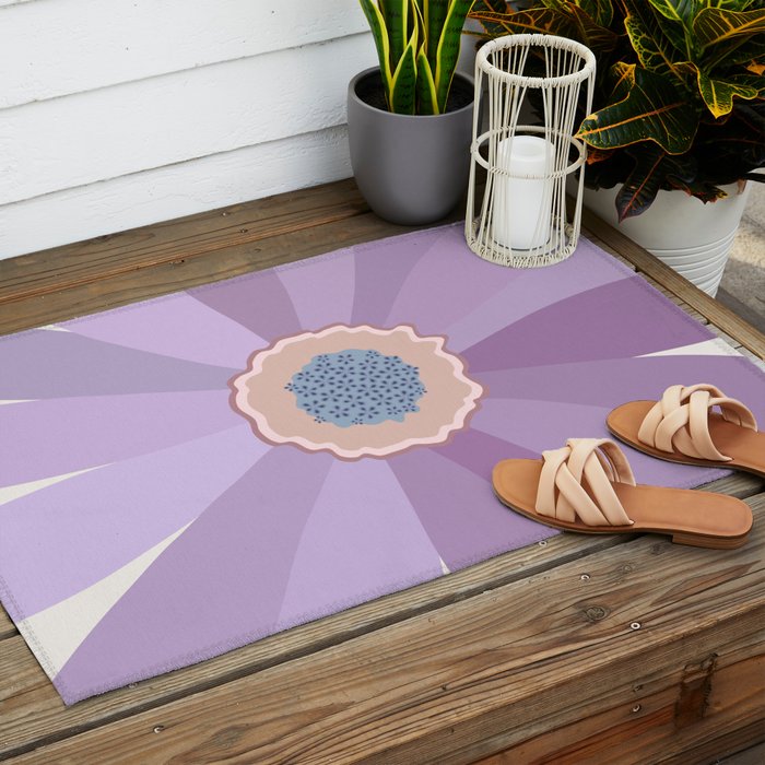Purple Floral Daisy Outdoor Rug Gallery Image 2