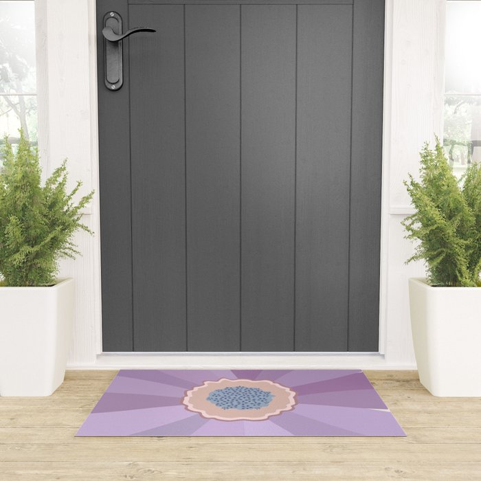 Purple Floral Daisy Welcome Mat Gallery Image 3