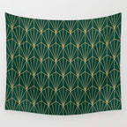 Art Deco Vector in Green and Gold Wall Tapestry Gallery Image 4