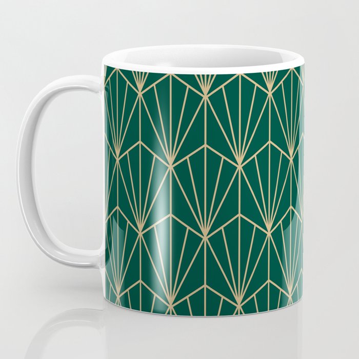 Art Deco Vector in Green and Gold Coffee Mug Gallery Image 3