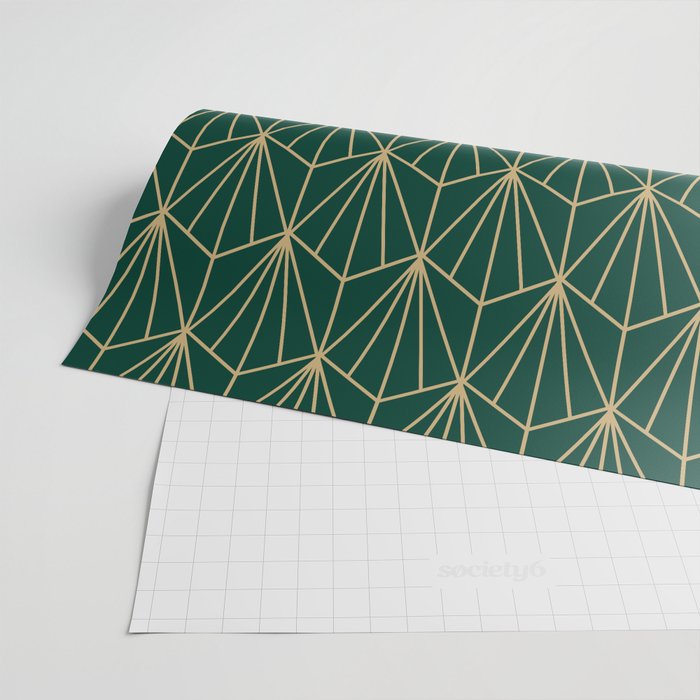 Art Deco Vector in Green and Gold Wrapping Paper Gallery Image 2