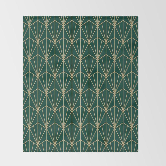Art Deco Vector in Green and Gold Throw Blanket Gallery Image 2