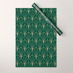 Art Deco Vector in Green and Gold Wrapping Paper Gallery Image 1