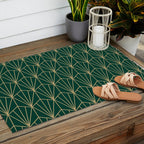 Art Deco Vector in Green and Gold Outdoor Rug Gallery Image 2