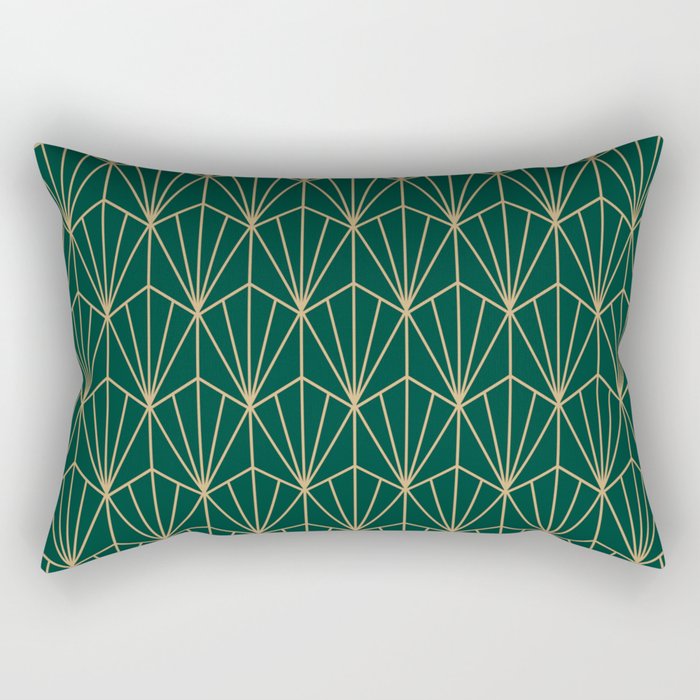 Art Deco Vector in Green and Gold Rectangular Pillow Gallery Image 2