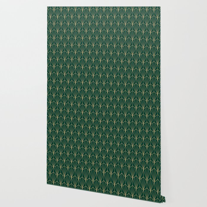 Art Deco Vector in Green and Gold Wallpaper Gallery Image 2