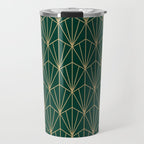 Art Deco Vector in Green and Gold Travel Mug Gallery Image 1