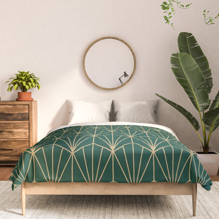 Art Deco Vector in Green and Gold Comforter Gallery Image 3